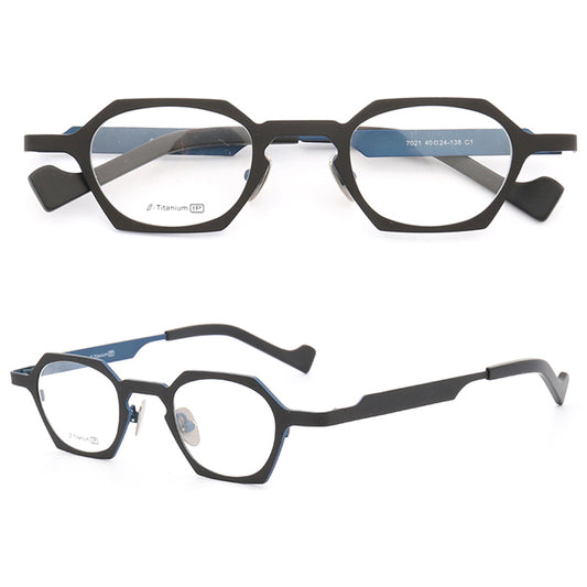 Front and side view of octagon shaped eyeglasses