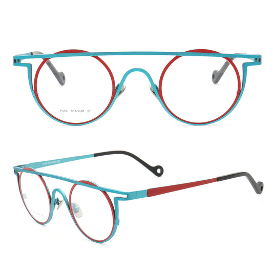 blue red titanium eyeglasses frames