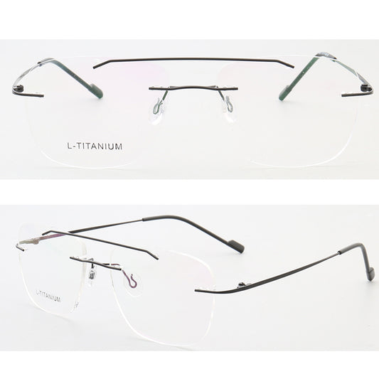 Double bridge metal rimless glasses for men