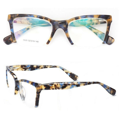 Isabelle | Lunettes œil de chat à demi-jante pour femmes | Modèle moderne de carapace de tortue semi-sans monture