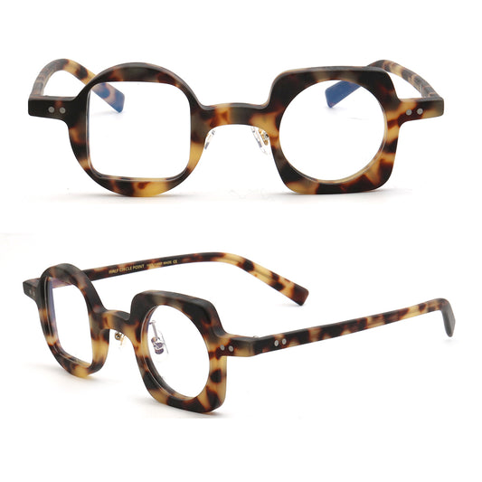 Mismatch shaped tortoise eyeglass frames