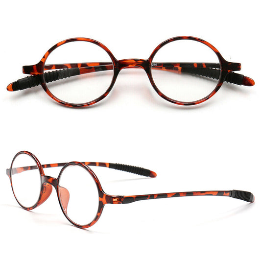 Front and side view of retro tortoise readers