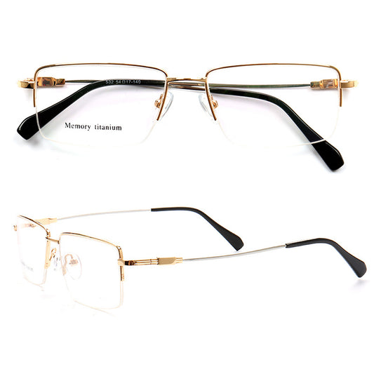 Square half rim memory metal eyeglass frames