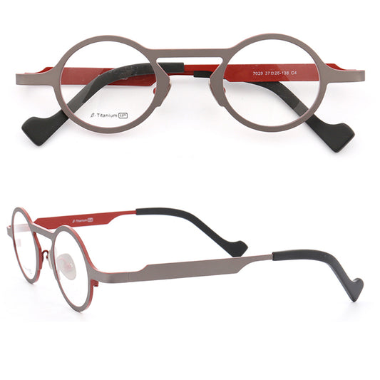 Front and side view of flat top titanium eyeglasses
