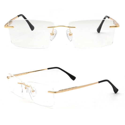 Square rimless metal eyeglass frames