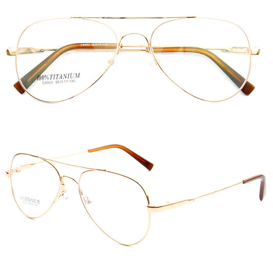 Front and side view of pilot style memory metal glasses