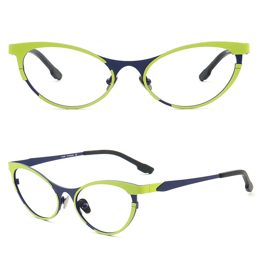 Green titanium cat eye eyeglass frames