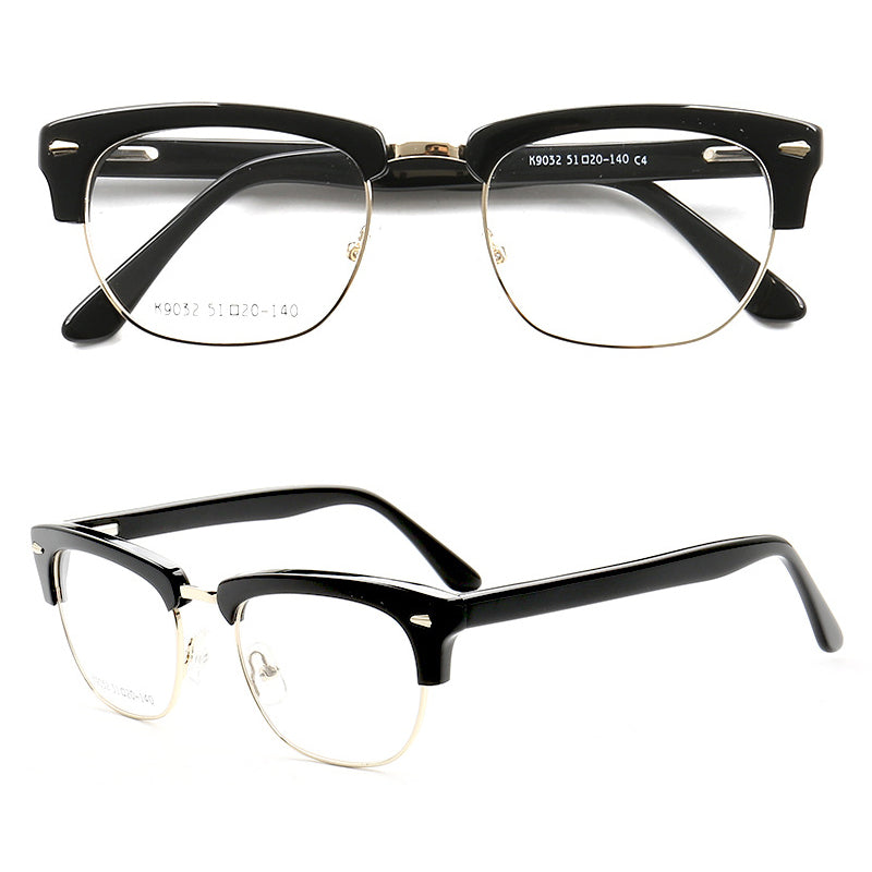 Carter | Retro Half Rim Acetate Glasses | Semi Rimless Nerd Style Eyeg ...