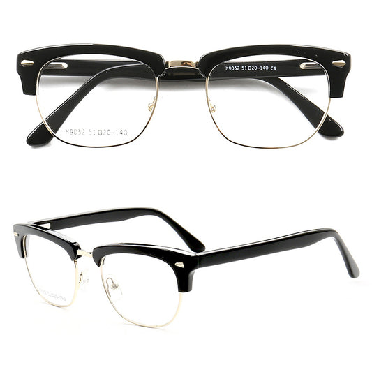 Black half rim retro eyeglass frames