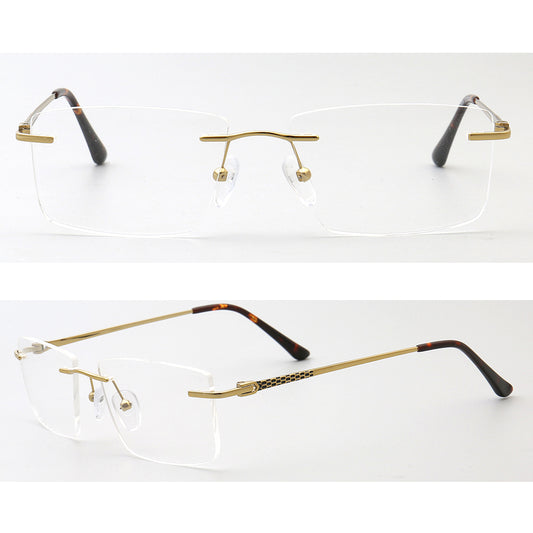 Rectangular rimless lightweight eyeglasses for men
