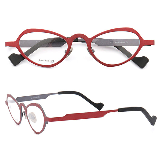 Front and side view of heart shaped titanium eyeglasses