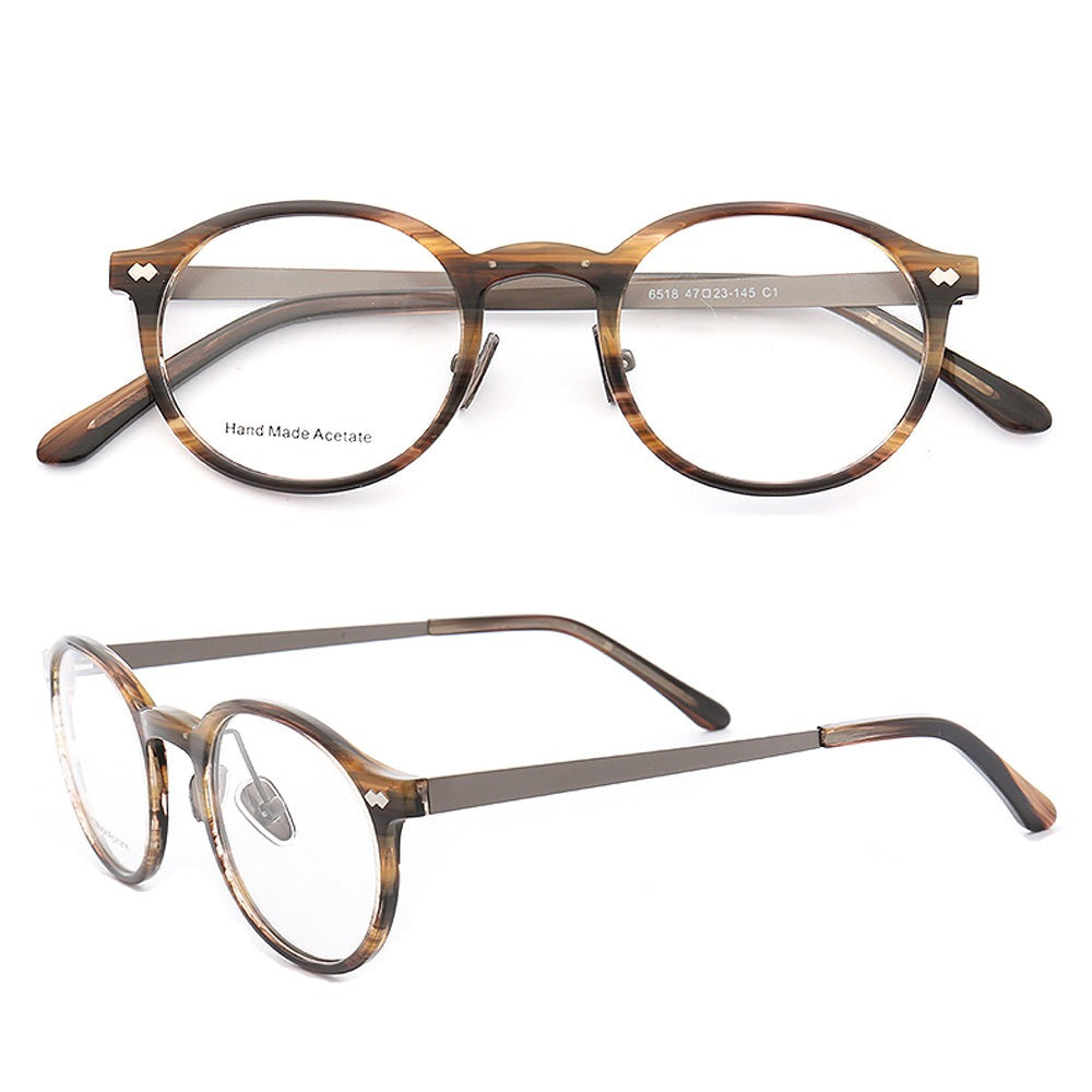 Metal and acetate round eyeglass frames