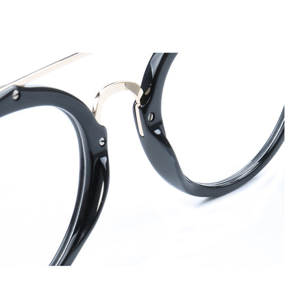 Double bridge of round acetate eyeglasses