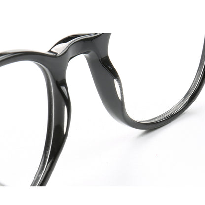 Bridge of black glossy acetate eyeglass frames