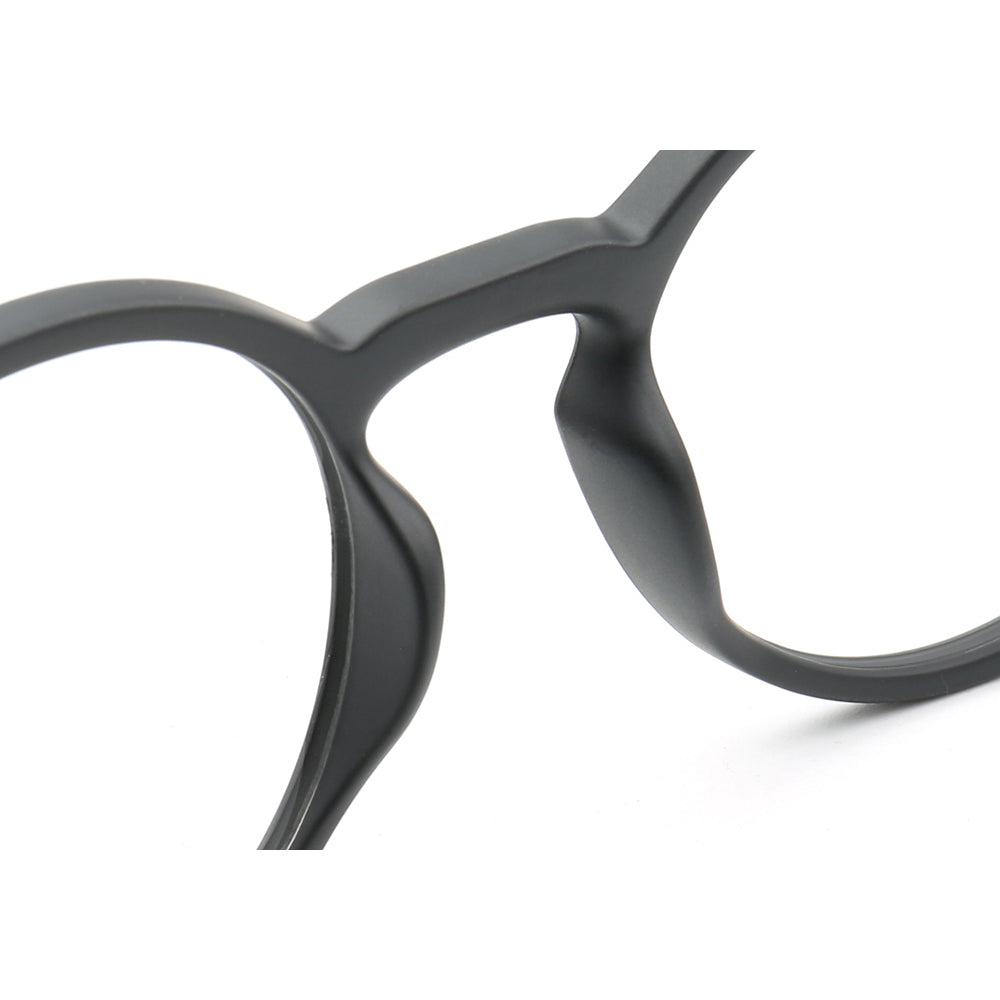 Inner bridge of black round glasses frames
