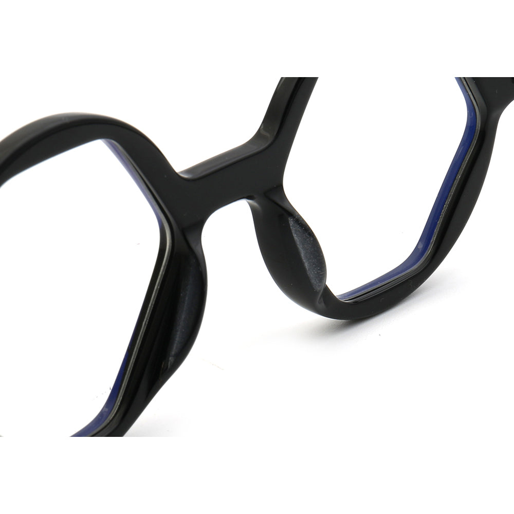 Nose pads of black hexagon shaped eyeglass frames