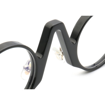 Bridge of black round retro glasses
