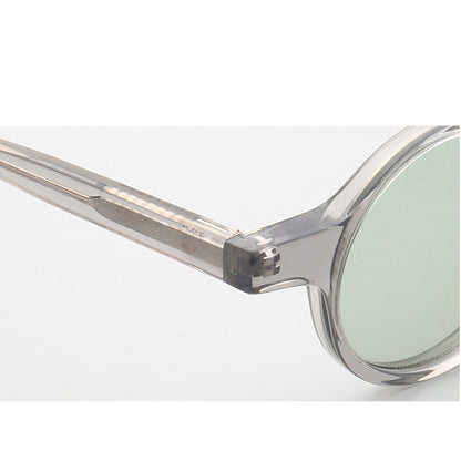 Temple of grey round polarized sunglasses