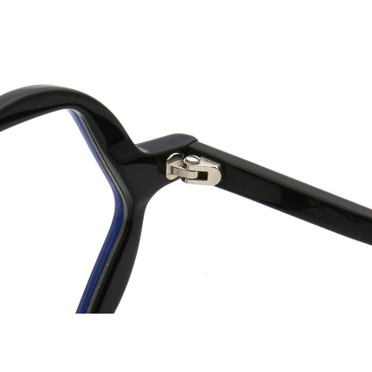 Inner hinge of black hexagon shaped eyeglasses