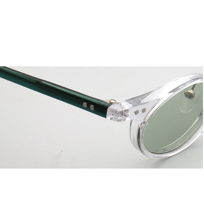 Temple of green clear oval sunglasses