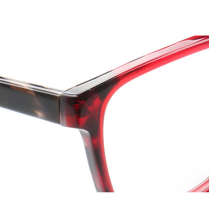 Temple of red tortoise shell acetate eyeglasses