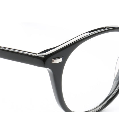 Close up of black acetate glasses frames