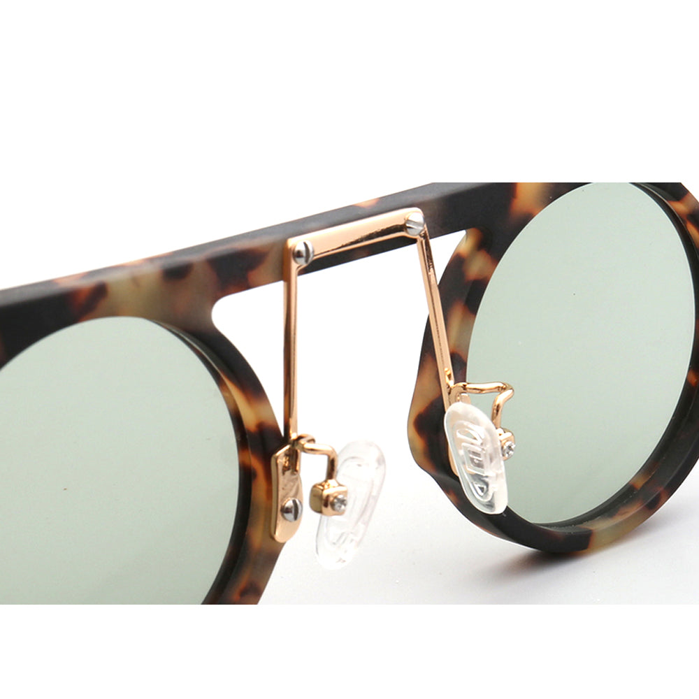 Nose pads of round flat top tortoise sunglasses