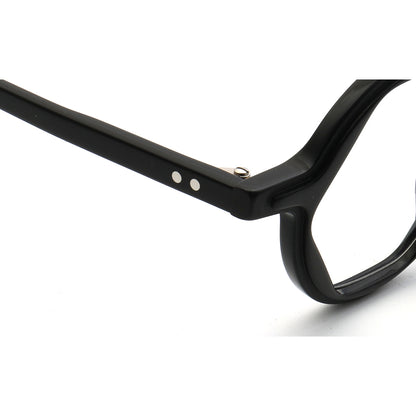 Temple of black hexagon shaped eyeglass frames