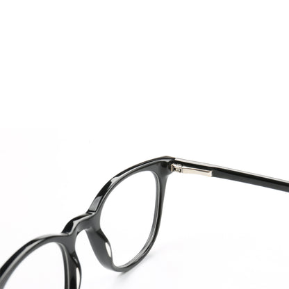 Aerial view of black glossy acetate eyeglasses frames