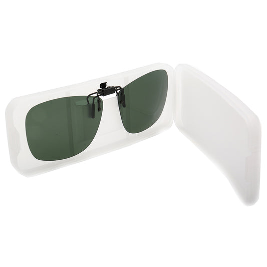 Square clip on sunglasses inside of case