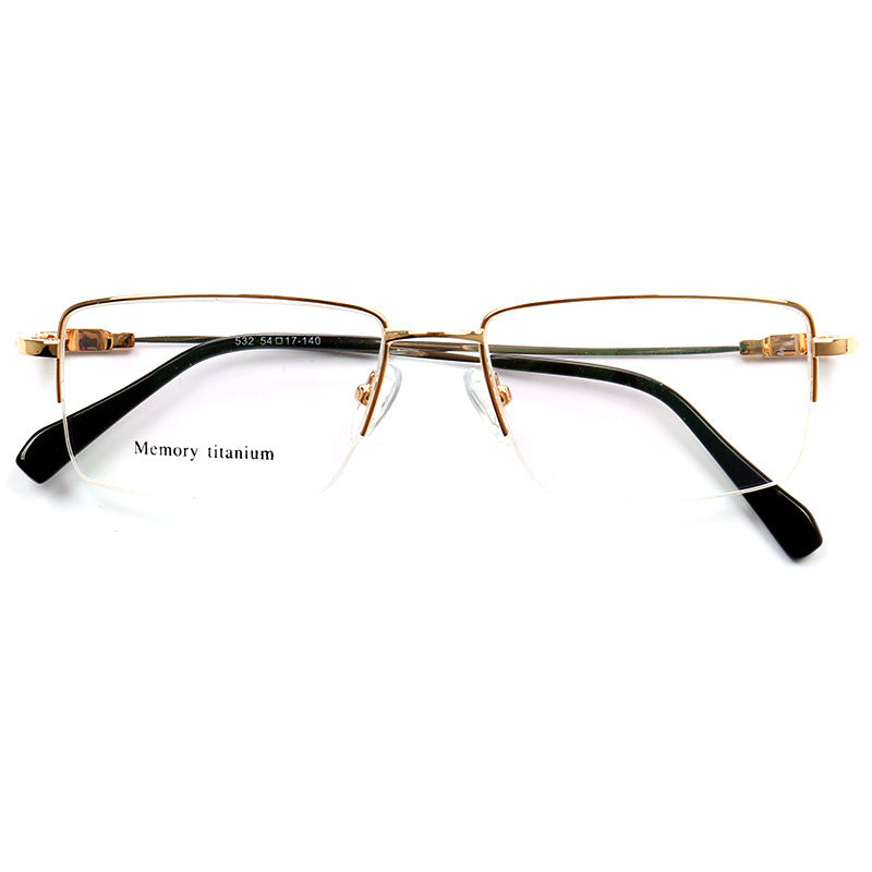 Half Rim Glasses Gold Frame Rectangle Glasses Nelson Flexible Semi