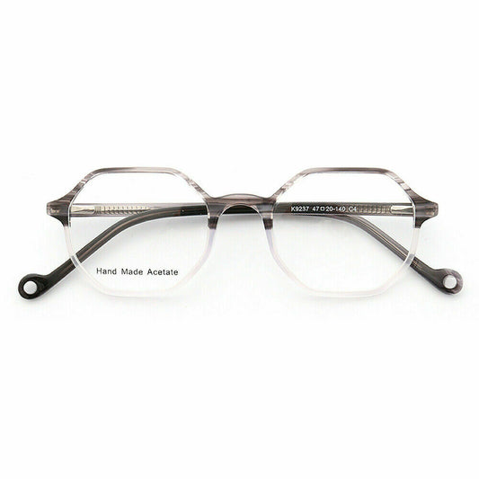 Grey and clear polygon shaped eyeglasses