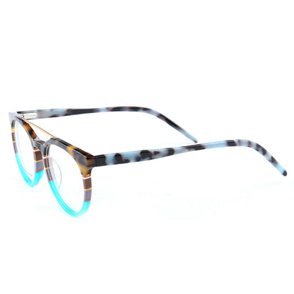 Side view of tortoise round eyeglasses
