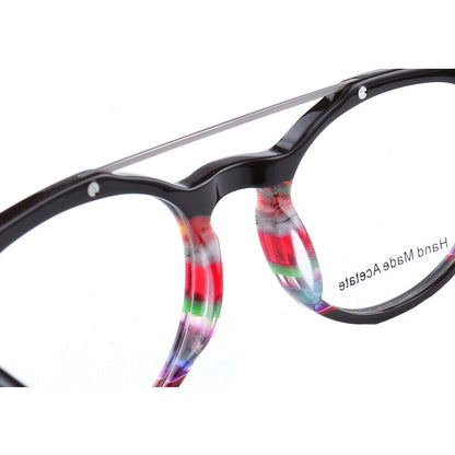 Bridge of flat top striped eyeglasses