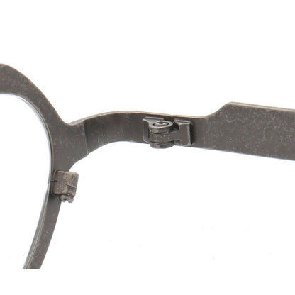Inner hinge of grey titanium eyeglasses