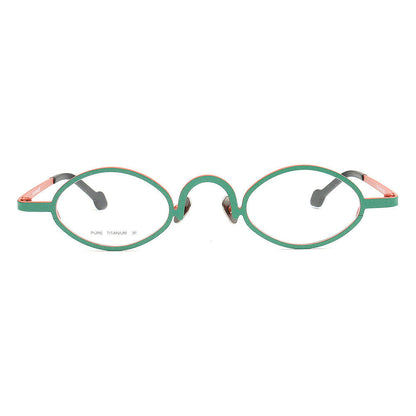 Teal oval titanium eyeglasses