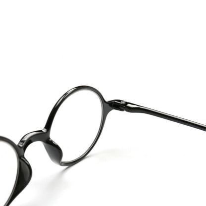Interior view of black retro reading glasses