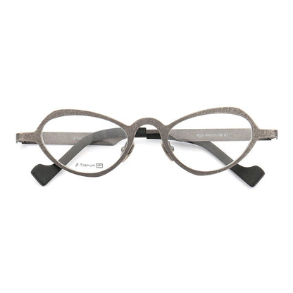 Grey butterfly shaped titanium eyeglasses