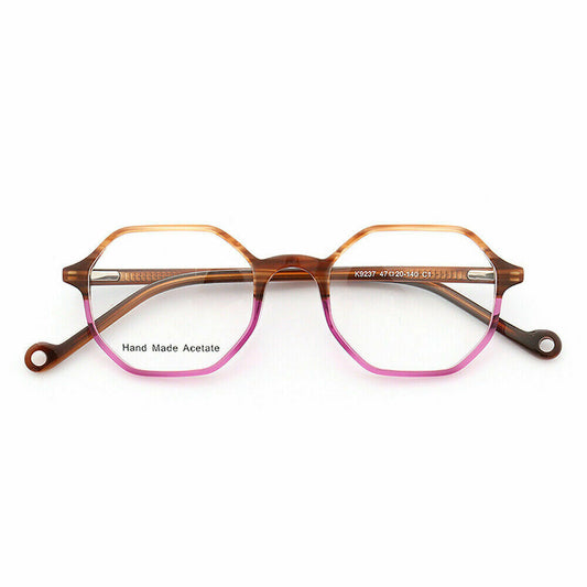 Brown and pink polygon shaped eyeglasses