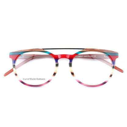 Wood grain flat top eyeglasses