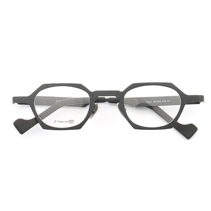 A pair of black octagon shaped eyeglasses