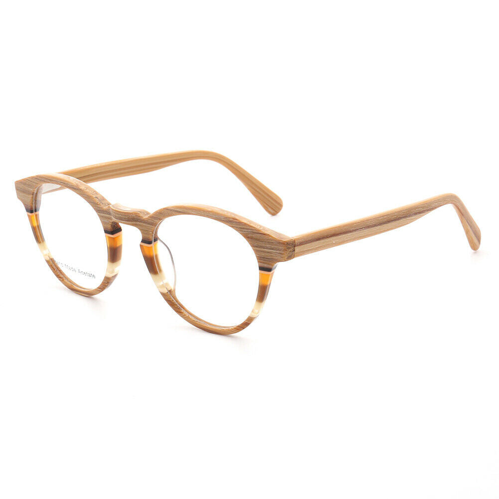 A pair of brown striped acetate eyeglasses