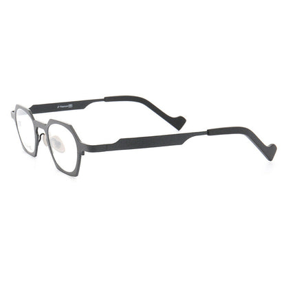 Side view of black octagon shaped eyeglasses