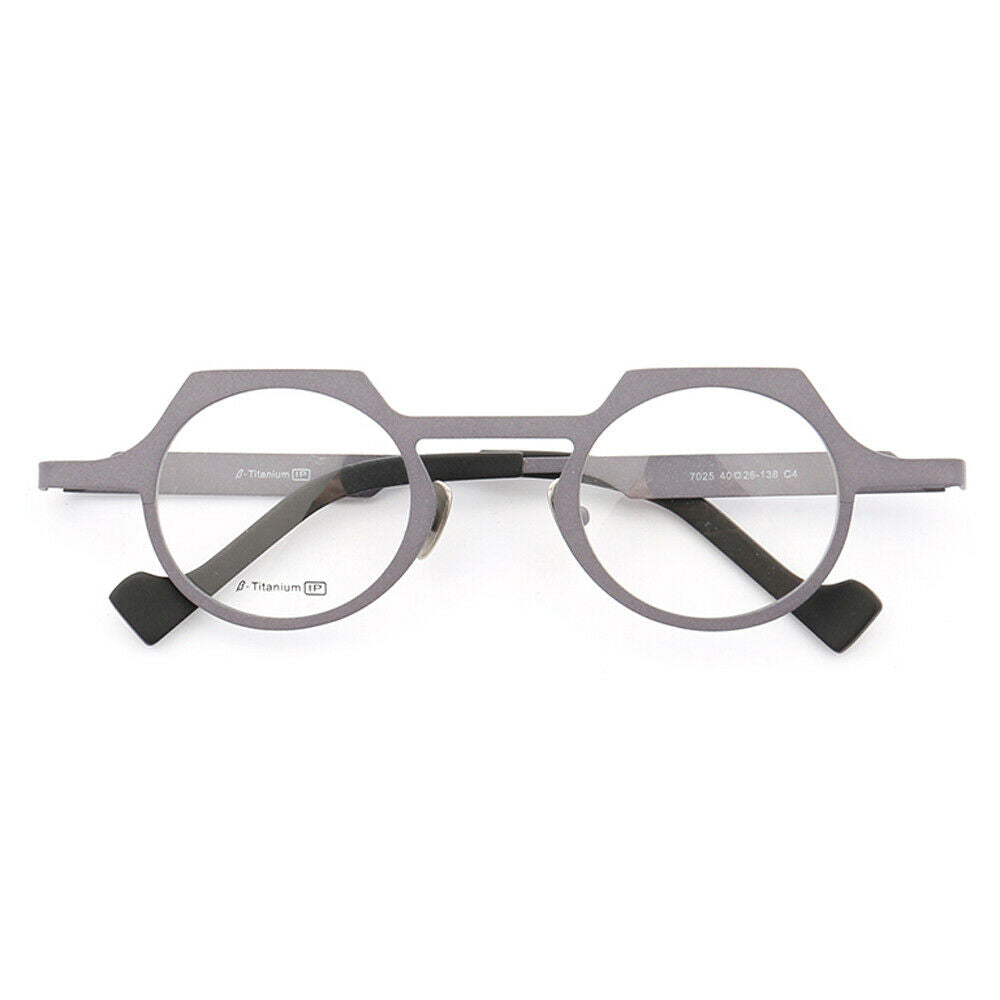 Grey shield shaped titanium eyeglasses