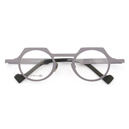 Grey shield shaped titanium eyeglasses