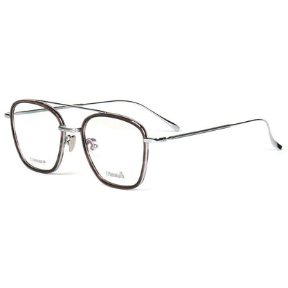 A pair of silver double bridge eyeglass frames