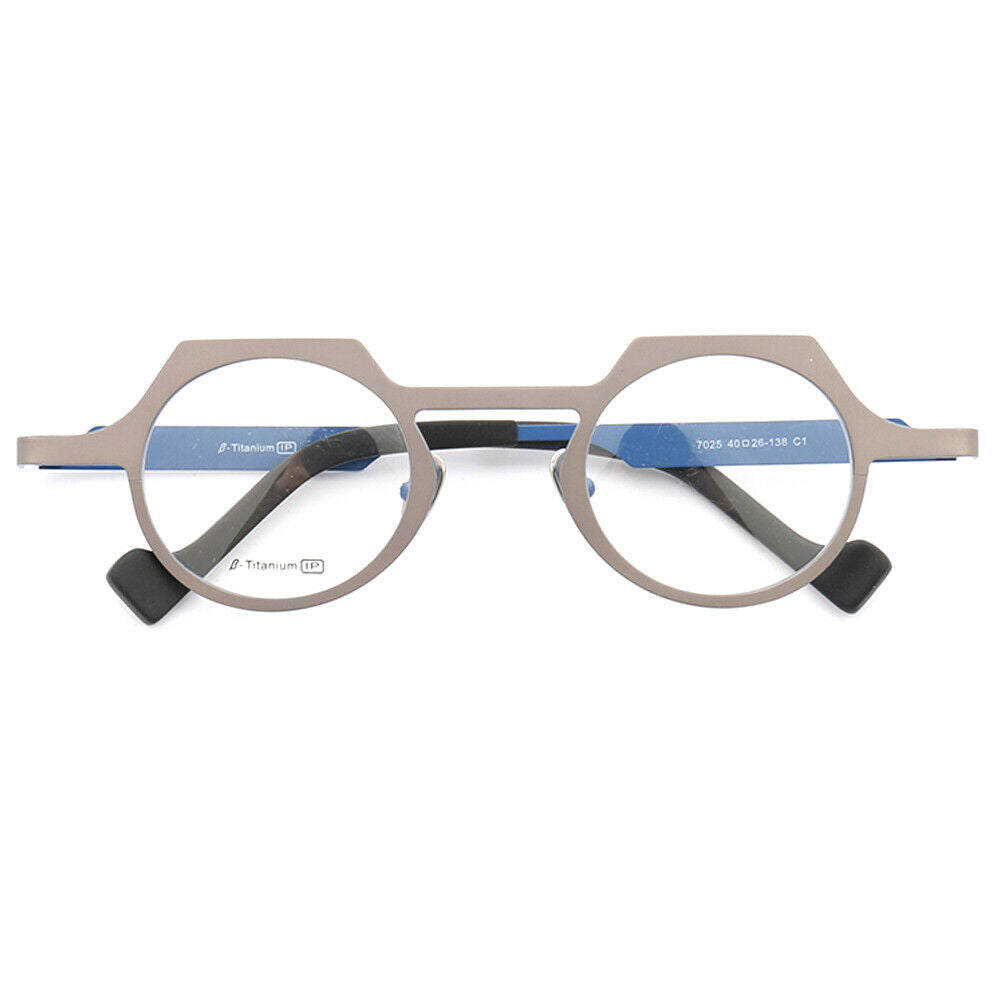 Grey and blue titanium eyeglasses