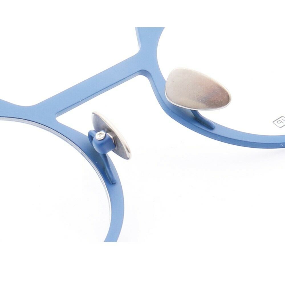 Nose pads of grey and blue titanium eyeglasses