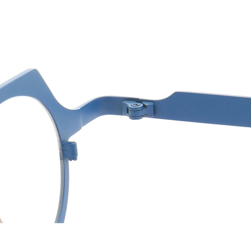 Hinge of blue titanium eyeglasses