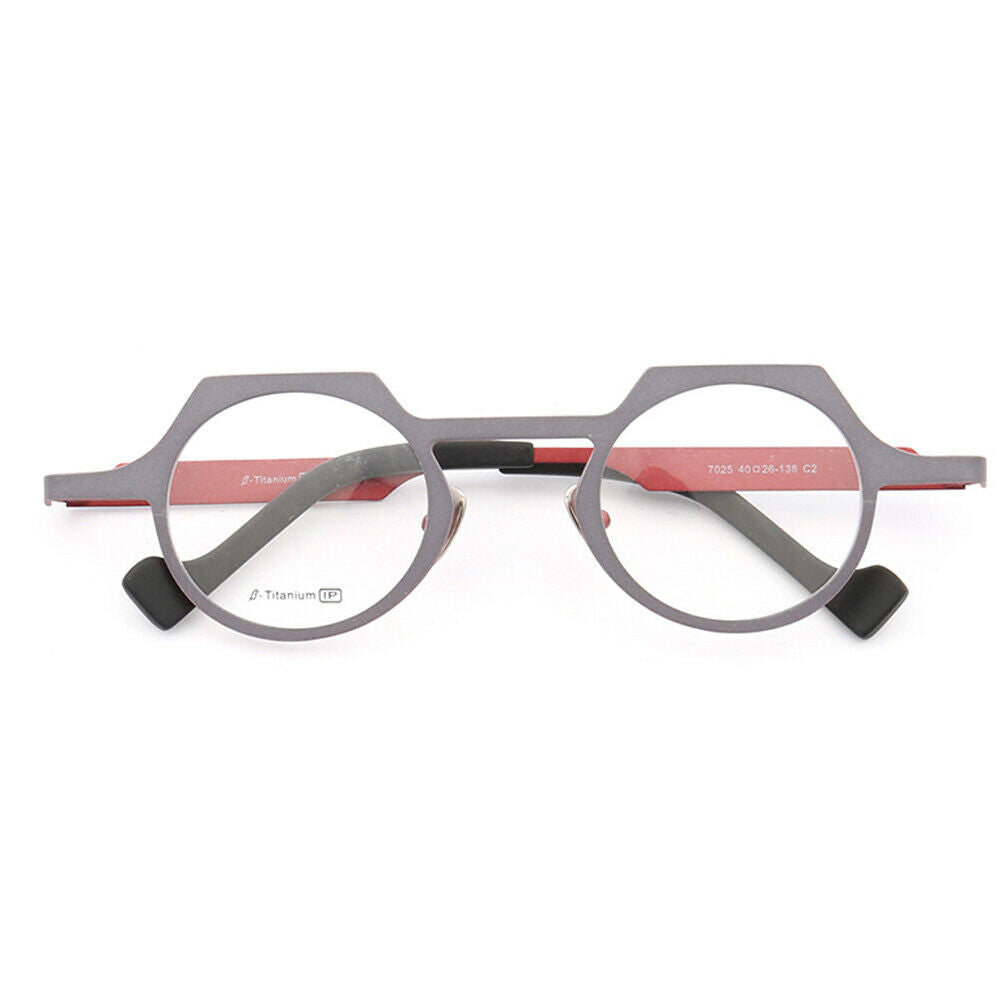 Grey and red titanium eyeglasses